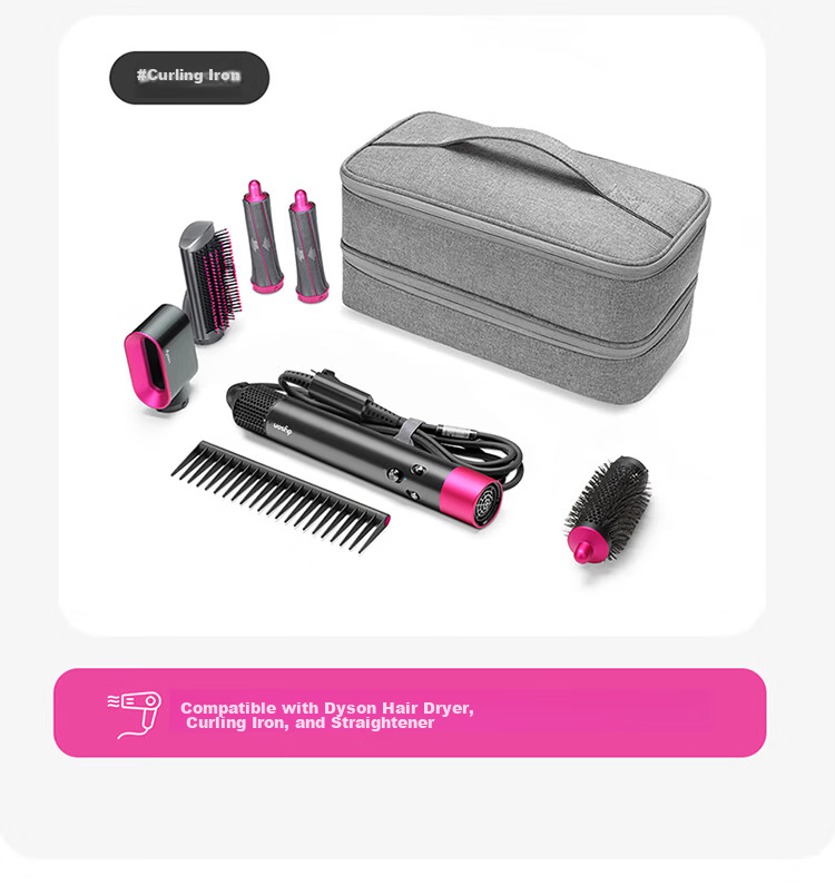 BUBM Compatible with Dyson Hair Dryer Storage Bag Portable Travel Makeup Bag Double-Layer Curling Iron Multifunctional Storage Pouch 4