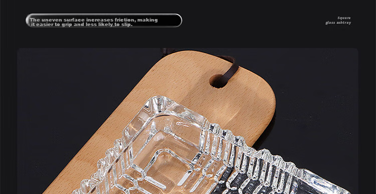 Jidukongjian Glass Ashtray, High-End Office Ashtray, Desktop Ornament, Birthday Gift for Dad, Square Shape 9