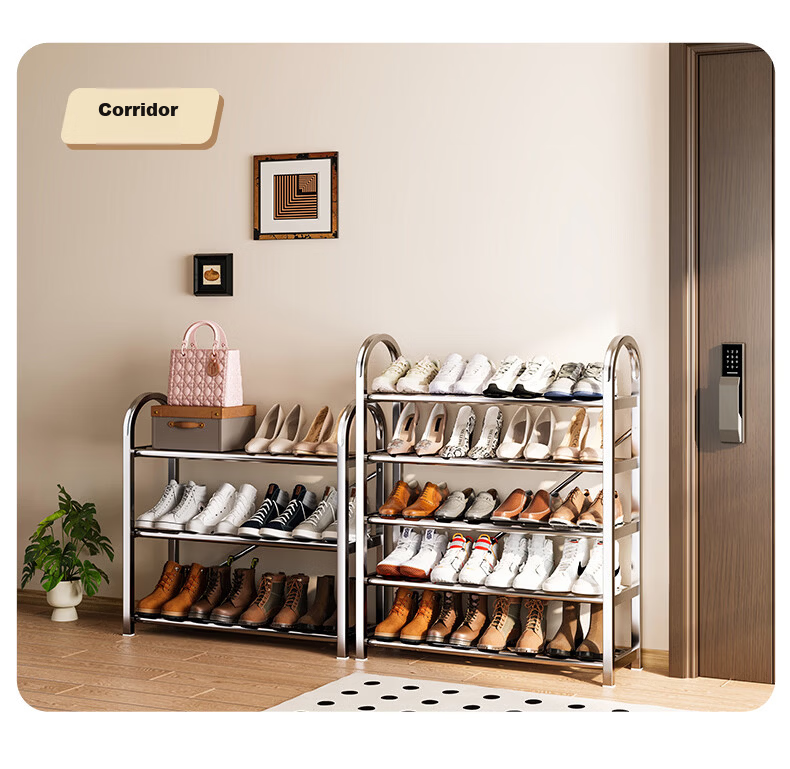 Yicai Nianhua Stainless Steel Thickened Simple Shoe Rack Multi-layer Household Economical Dormitory Door Shoe Cabinet 1107-SR 27