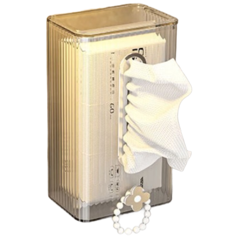 EACHY Wall-Mounted Facial Tissue Dispenser, Toilet Paper Holder, No Drilling Required, Transparent Gray Silver