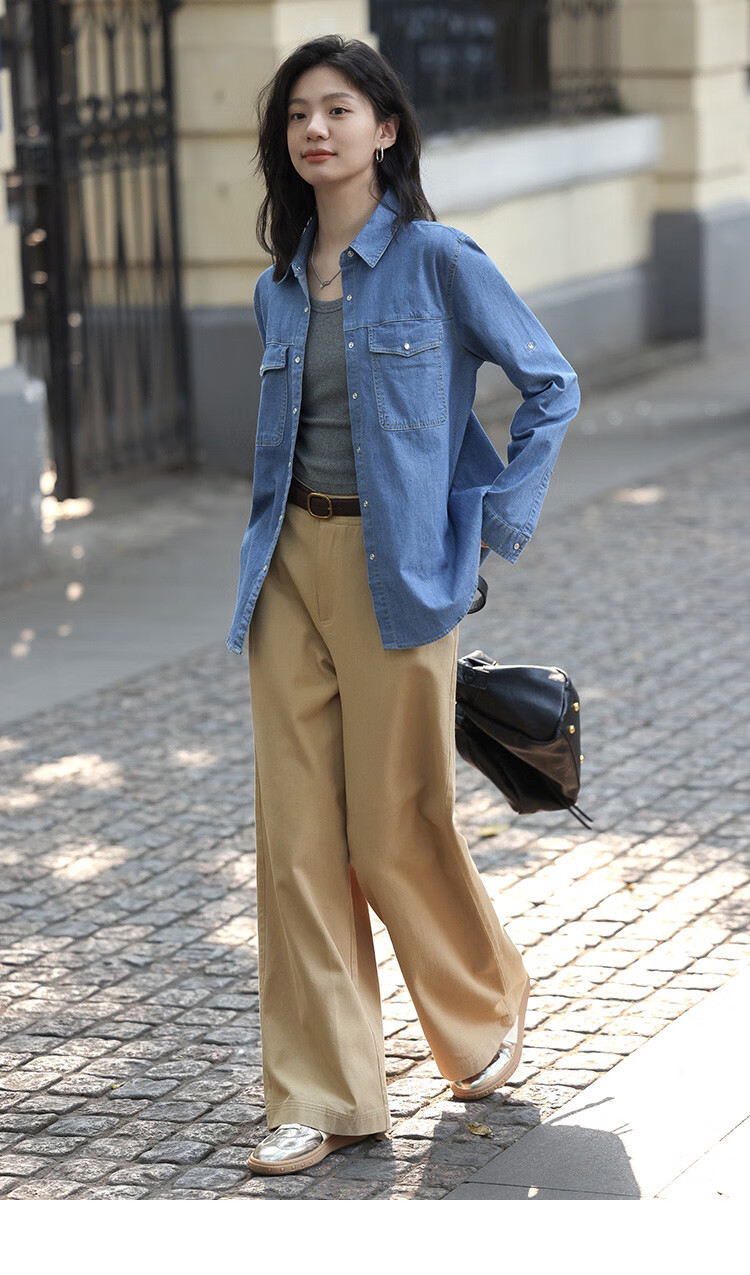 Dme [Relaxed And Stylish Wide-Leg Pants] Spring And Autumn Style, Washed Cotton-Like Fabric, Comfortable Casual Long Pants for Wome 16