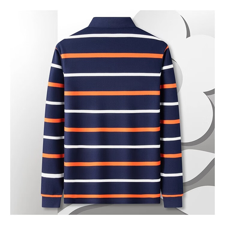 MONTAGUT Men's Long Sleeve Polo Shirt Spring Autumn Pure Cotton Business Casual Breathable Navy Blue M(48) 2