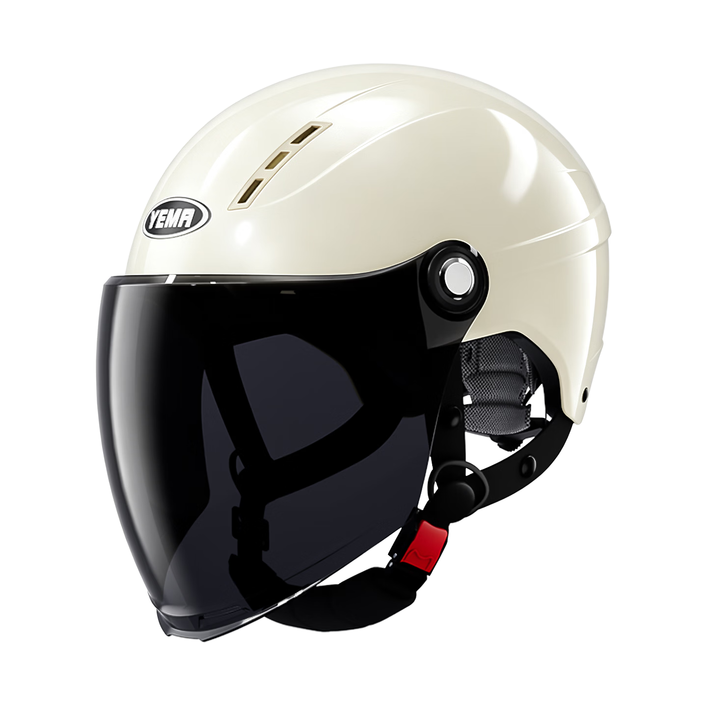 YEMA 3C Certified 359S Electric Motorcycle Helmet for Men And Women, Summer Sun Protection Lightweight Half Helmet for Electric Scooters Safety Helmet Summer One Size Fits All Beige + Black Tea Long Visor