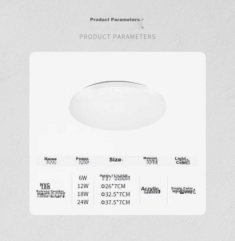 NVC LED IP40 Waterproof Ceiling Light for Entrance Corridor Balcony Modern Simple Round 12W White Light 7