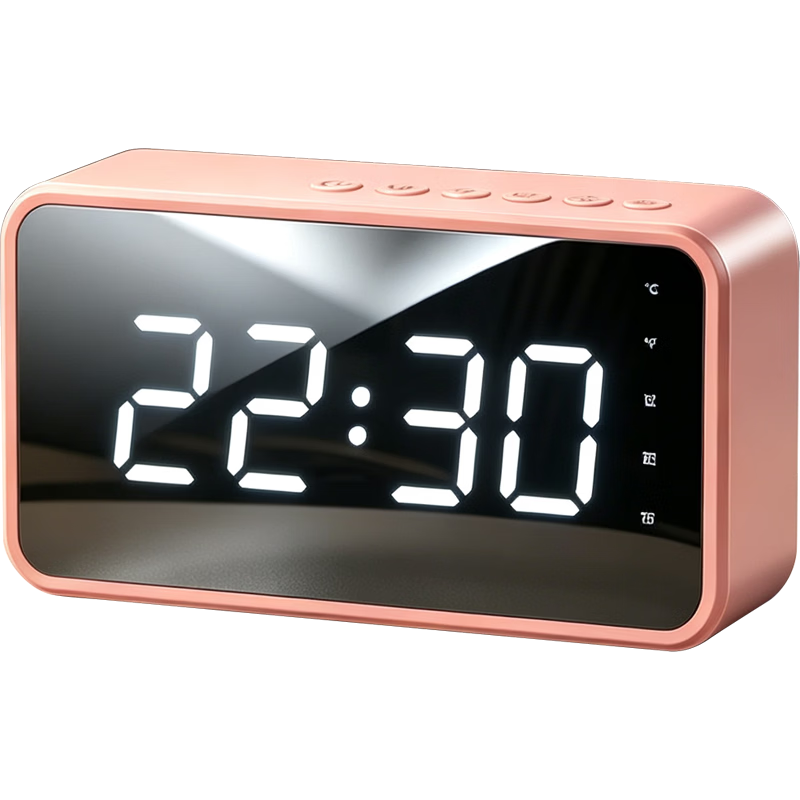 Aigo T28 Pro Wireless Bluetooth Speaker Smart Digital Clock Alarm All-In Music Alarm with Song Storage, Portable Student Home Desktop Subwoofer Card-Insertable Speaker Pink