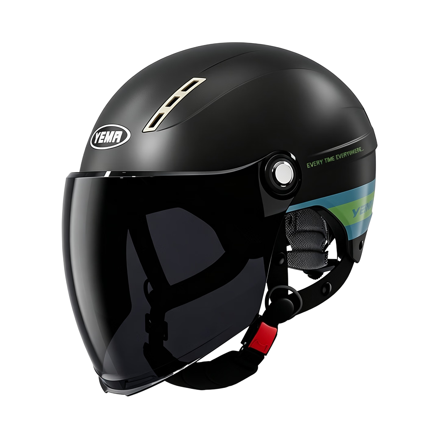 YEMA 3C Certified 359S Electric Motorcycle Helmet, Unisex Summer Sun Protection Half Helmet, All-Season Universal Safety Helmet, New National Standard, Matte Black Floral + Long Tea