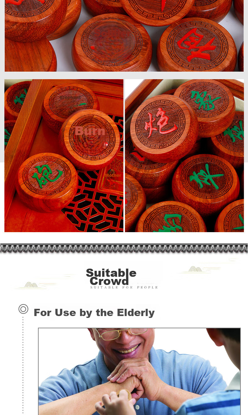 Huasheng Golden Phoebe Chinese Chess Solid Wood with Leather Board Gift for Father-in-law 6.0 Jinlong High-end Chinese Chess Set 14