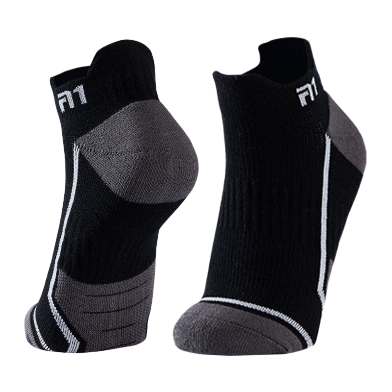 Taan Badminton Socks with Thick Terry Bottom Cotton Socks for Running, Fitness, And Sports T525 Black 3 Pairs
