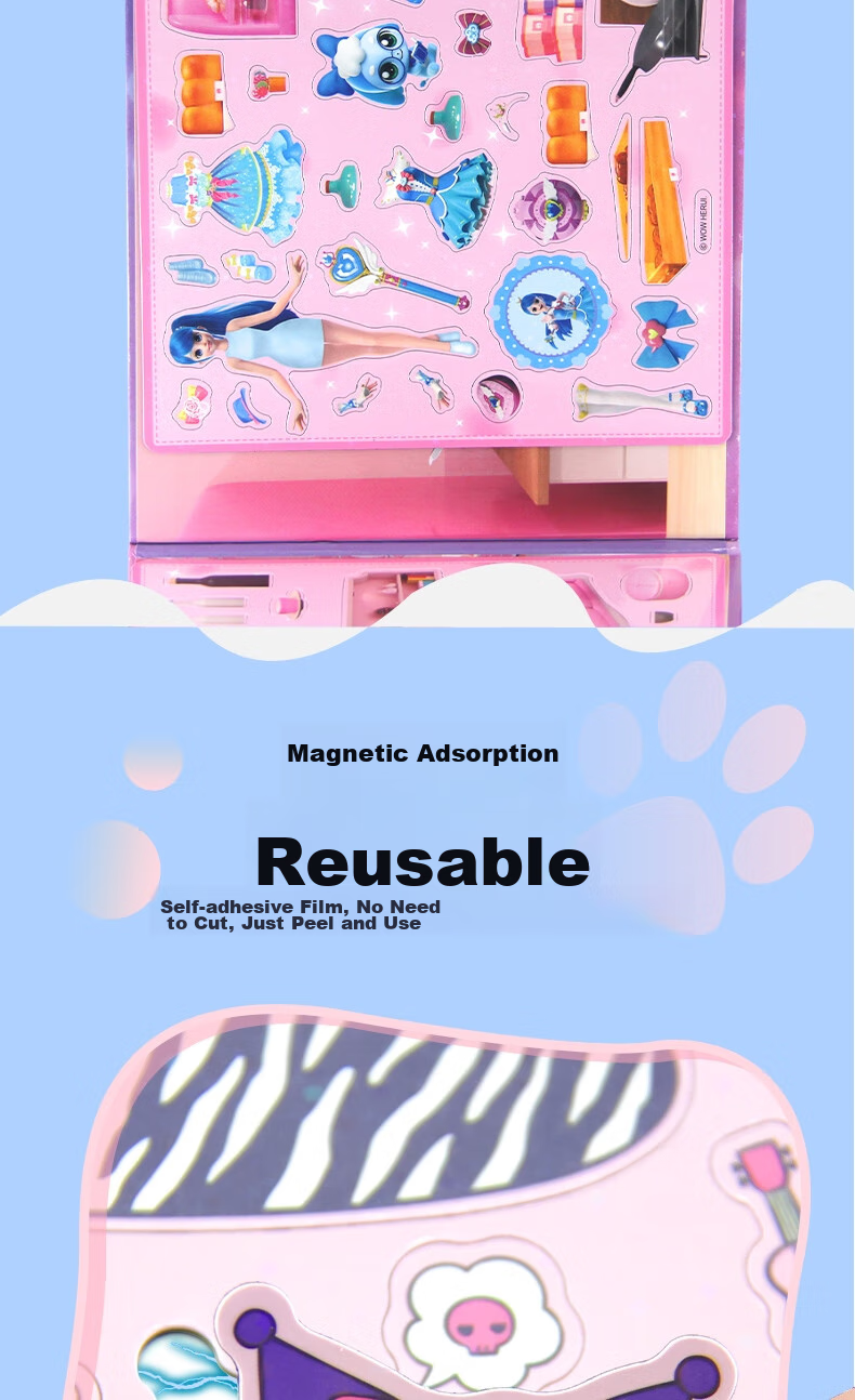 Chuge Children's Sticker Magnetic Quiet Book, Dress-Up Stickers, Toy without Cutting, Peppa Pig Holiday Travel Puzzle Beans 5