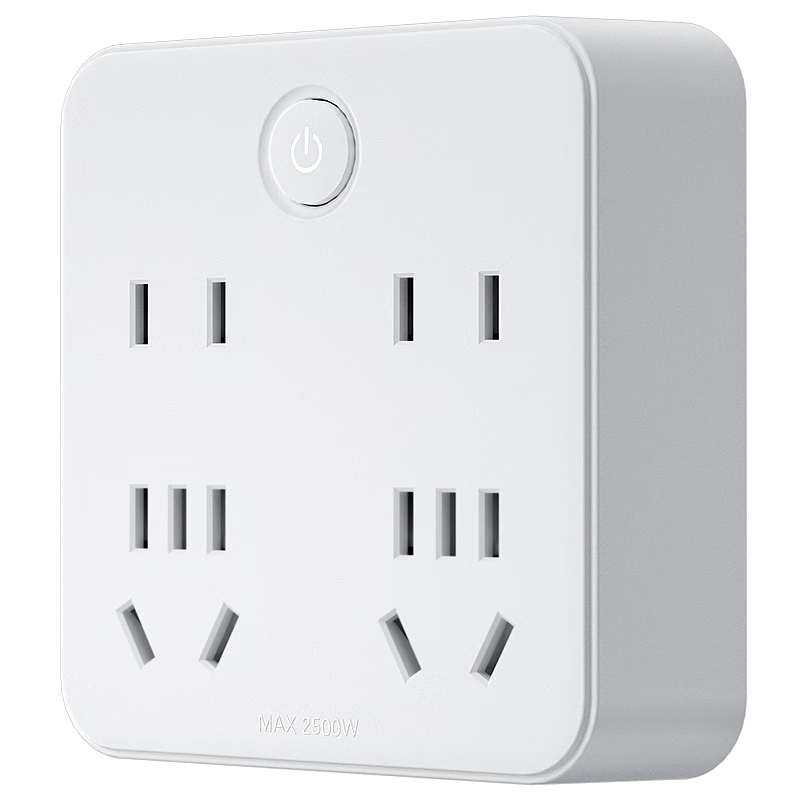 Etman Four-Outlet Socket Adapter, Power Converter, Master Switch, Ultra-Thin Wall-Mounted, Electric Shock Prevention, Child Safety Protection Door