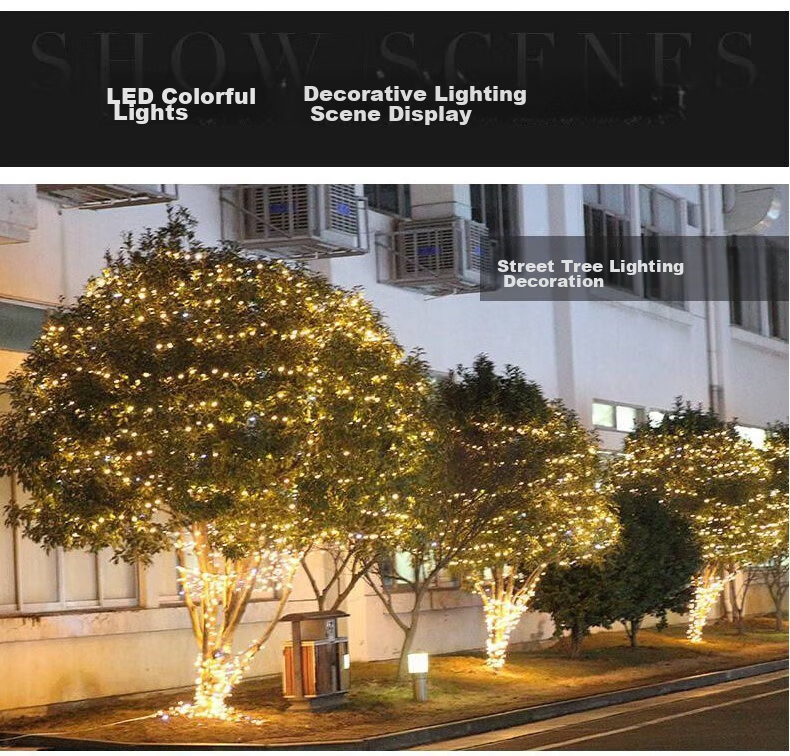 Yizhao Mei Outdoor Waterproof LED Colorful Fairy String Lights Warm Color 50m for New Year, Spring Festival, Christmas Decoration 7