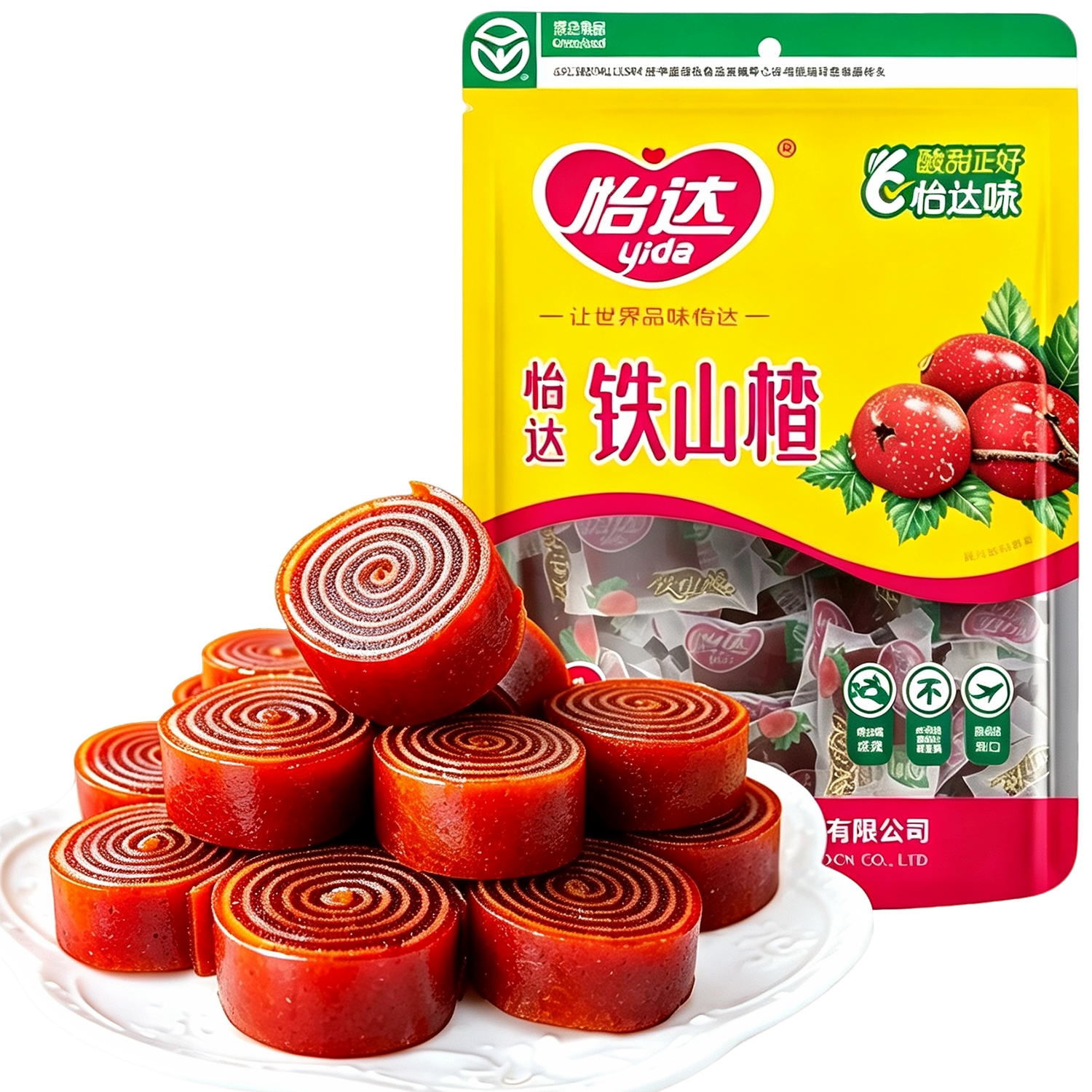 怡达双色山楂卷铁山楂200g 果丹皮山楂干片蜜饯果干果糕儿童零食