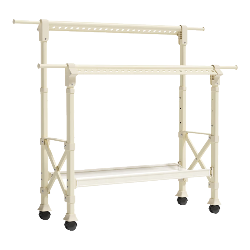 Zenggao Floor Folding Telescopic Clothes Drying Rack Indoor Balcony Home Use Three Rods Champagne Gold Large Three Rods