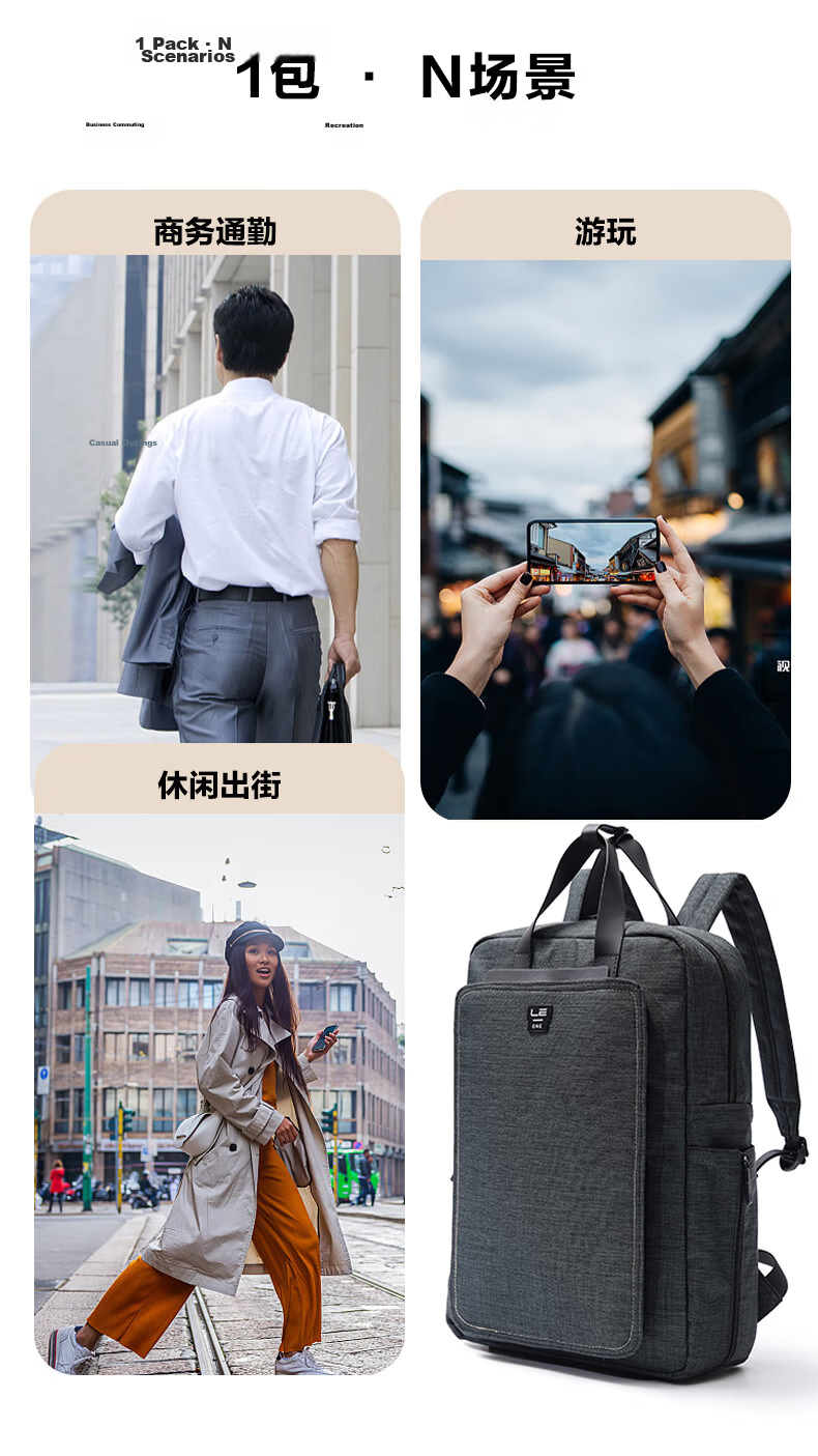 LEXON Casual Men's Backpack 14/15.6 Inch Laptop Bag Commuter Travel Lightweight School Bag Green 10