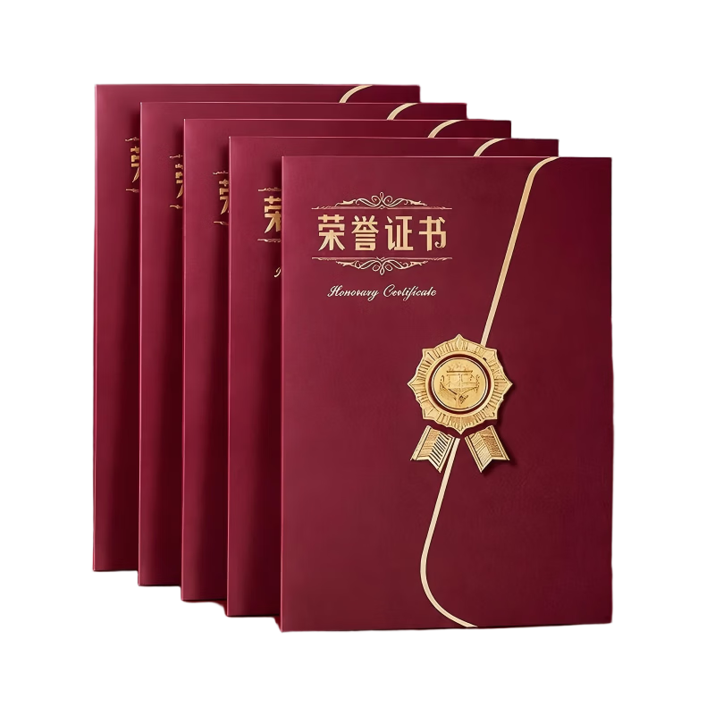 SIMAA A4 European Tri-Fold Honor Certificate, Red - Pack of 5 (8 Inner Pages), Thickened Cover Customized Graduation Certificate Appointment Letter Award 23281