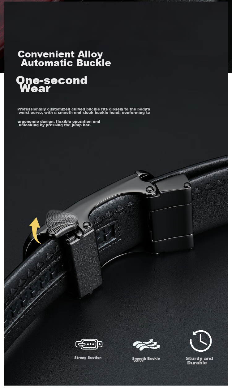 Goldlion Men's Automatic Buckle Belt, Exquisite High-End Wooden Gift Box Packaging, Business Trouser Belt, Birthday Gift 5