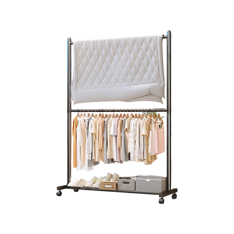 Hakkai Bird Double-Layer Floor Clothes Rack Indoor Hat and Coat Rack Garment Store Hanging Rack Mobile Bedroom Double Rod