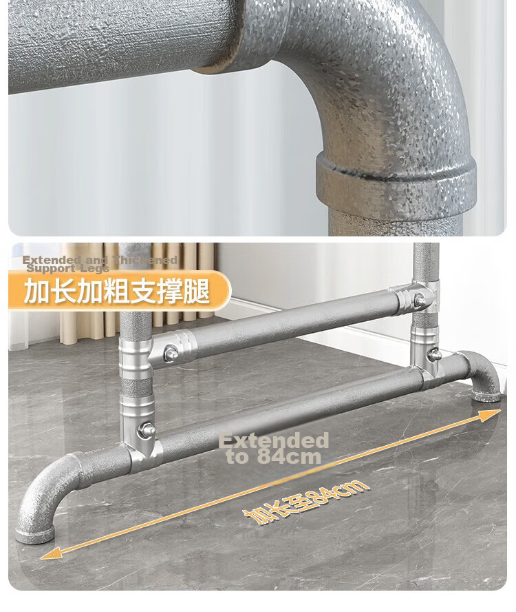 Baoyouni Thickened Steel Pipe Clothes Drying Rack, Floor-Standing Indoor Outdoor Double-Pole Clothes Drying Rod, Balcony Clothes Hanger, 25mm 13