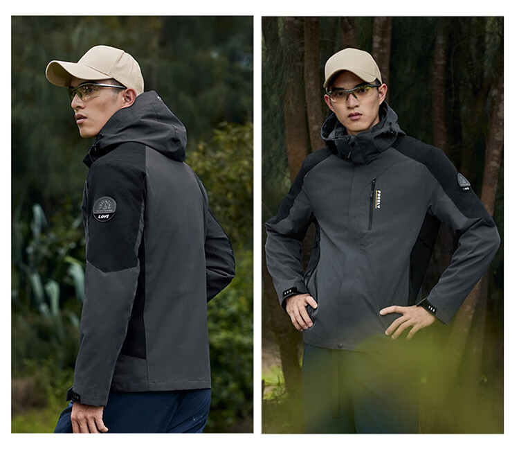 TUCANO Men's 3XL Gray 3-in-1 Outdoor Hiking Jacket Windproof Waterproof Autumn Shell 20