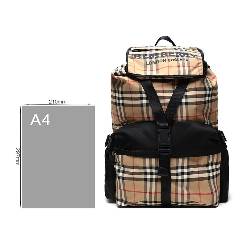 博柏利 burberry 女款聚酰胺徽标印花双肩包典藏米色vintage格纹