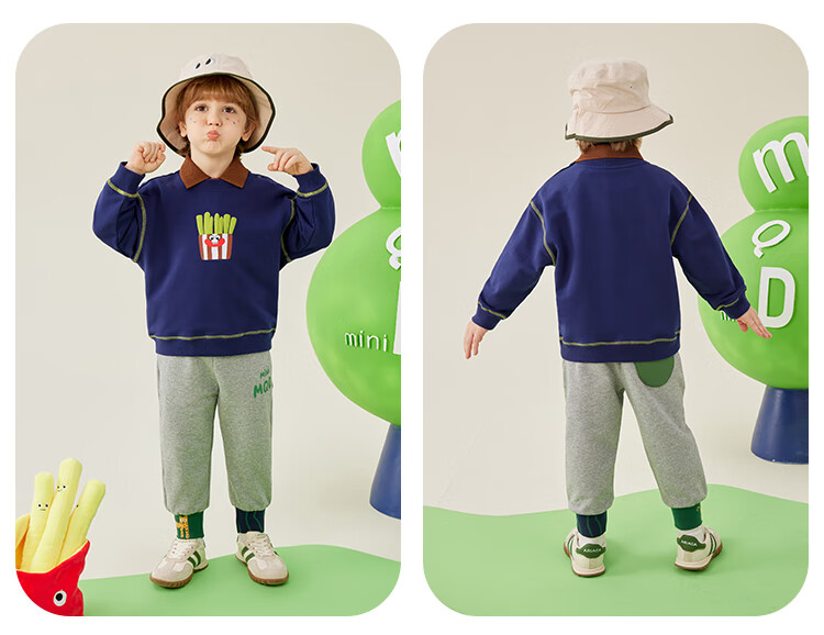 MQDMINI Boys' Sweatshirt, Children's Round Neck Top, Stylish And Trendy Clothing for Young Kids, French Toast Bluebell 12