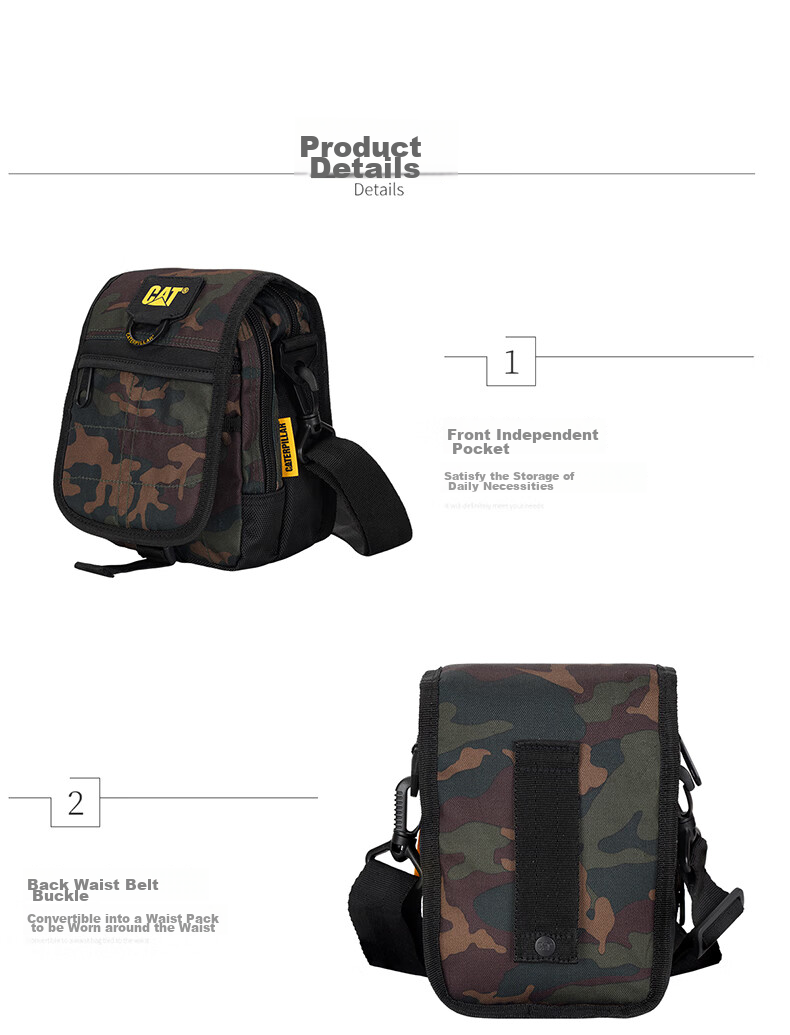 CAT Crossbody Bag, Shoulder Bag, Casual Mini Purse, Belt Bag, Flip-Top Bag, Tactical Workwear Gift, Dark Pattern Black 84172 5