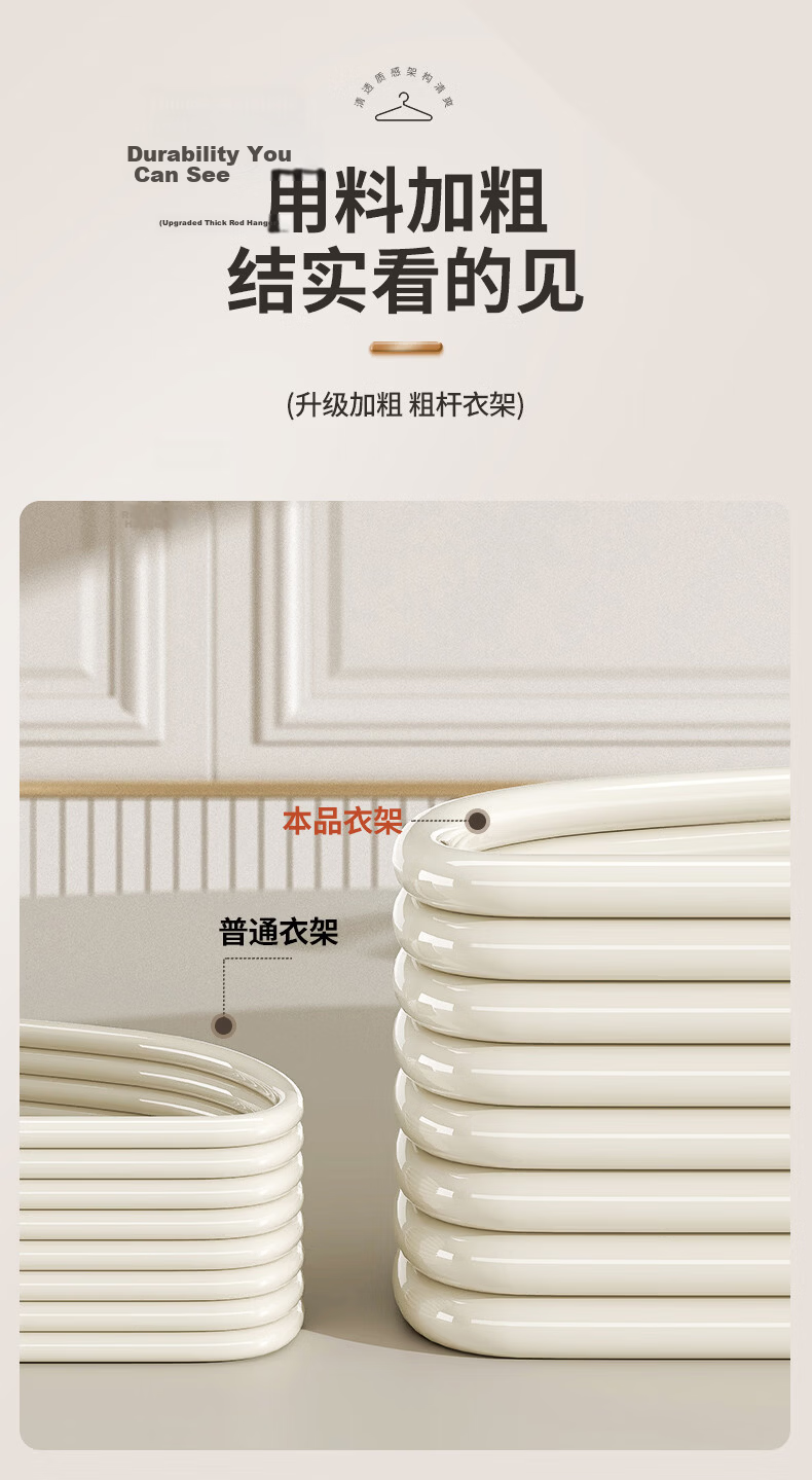 Baicaoyuan Thickened Non-Slip Clothes Hangers, Large Size, 10-Pack for Adult Home and Student Dormitory Use 9