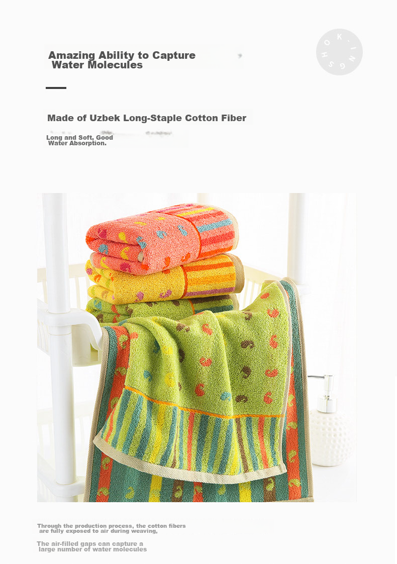 KING SHORE Cotton Face Towels, Absorbent Soft Thickened Sports Face Towels, Pack of 3, 78*36cm, 110g/piece 4