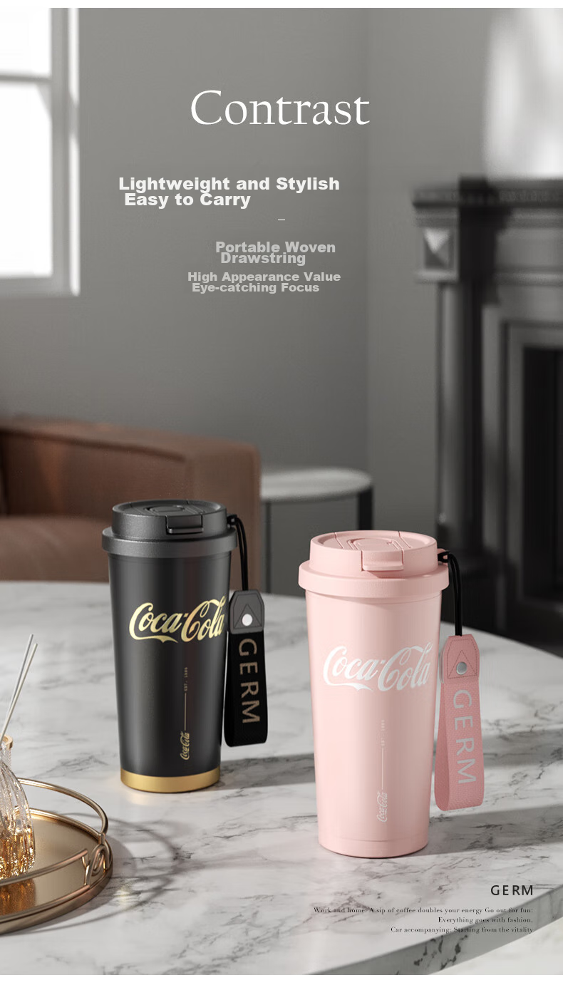 Germ Lily of The Valley Double-Insulated Tumbler with Straw, Women's Coffee Cup, Mid-Autumn Festival Gift Mug, 500ML, Tea White 8