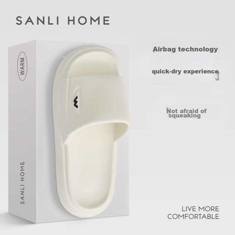 Sanli Slippers for Women, Summer Indoor Home Bathroom Shower Non-Slip EVA Couple Sandals for Men, White, Size 40/41