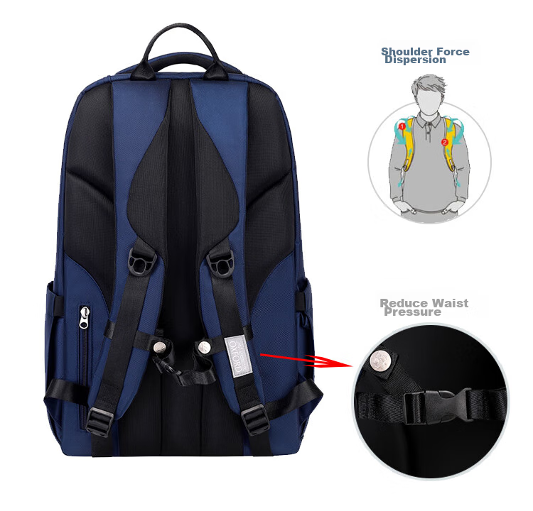 UNIVERSITY OF OXFORD Backpack for Male And Female Middle School Students, High School Students' Shoulder Bag, Lightweight Travel Backpack X1073 Dark Blue 14