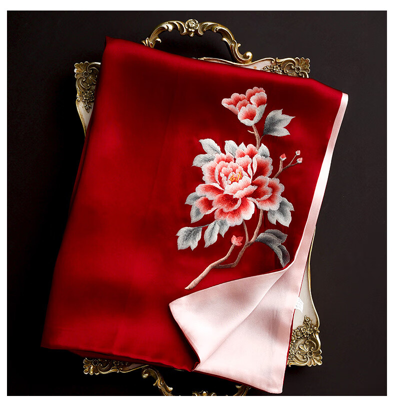 Hangsi Mansion Su Embroidery Silk Scarf Shawl Mulberry Silk Luxury Set Birthday Holiday Gift for Mom - Butterfly Green 4