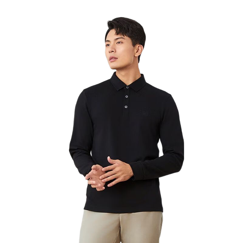 Goldlion GY Men's Embroidered LOGO Modal Comfortable Stretch POLO Shirt TLF0085-MH128, Black, Size L