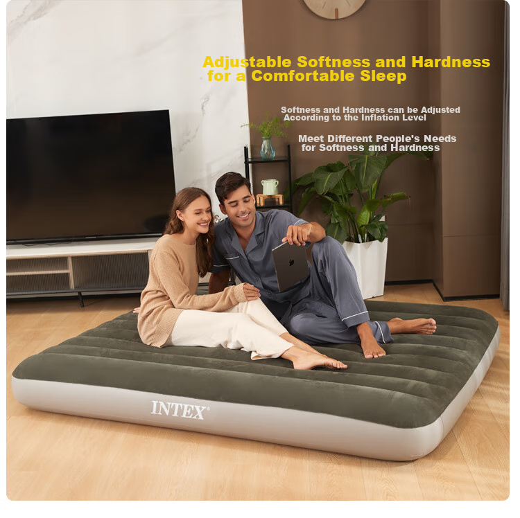 INTEX Automatic Inflatable Mattress, Outdoor Travel Air Bed, Nap Bed, Foldable Home Bed, Tent Moisture-Proof Mat, 64109 10