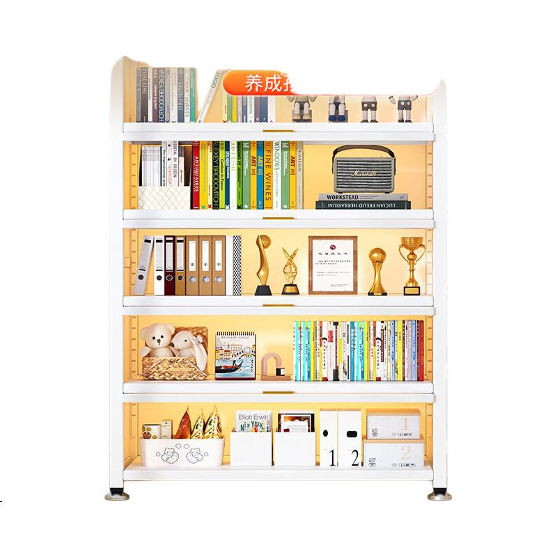 Jiahui Premium Bookshelf Home Floor-Standing Dustproof Storage Cabinet Multi-Layer with Doors White 3-Tier 120cm Length