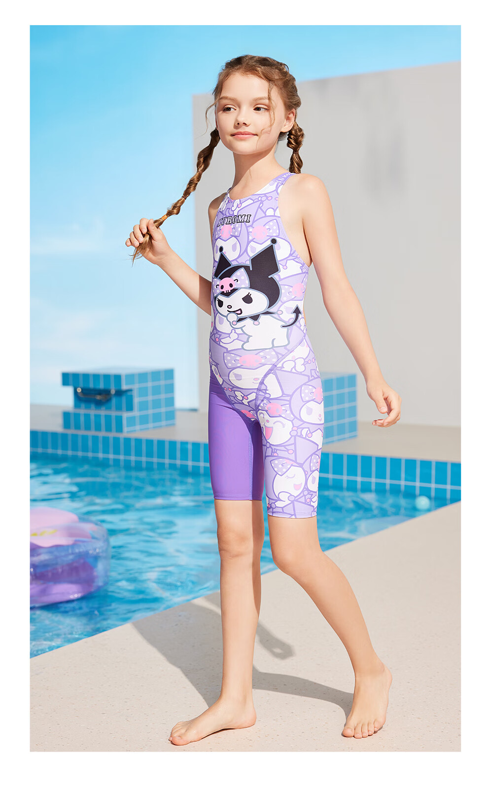 ZOKE Children's One-Piece Swimsuit, Knee-Length Professional Training Sports Girls' Swimwear, 124625888, Purple, Size 18 6