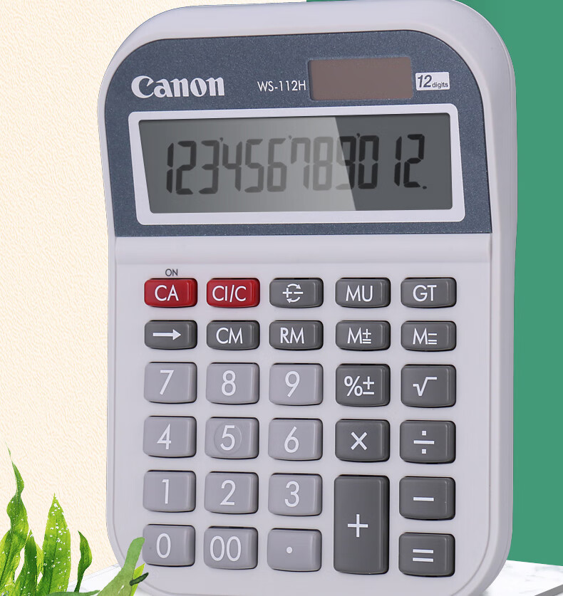 Canon WS-2212H Desktop Solar-Powered Wide-Screen Financial Business Calculator for Office, Large Size, Quick Calculation, Bank Multi-Function 12-Digit Dual Power Calculator 8
