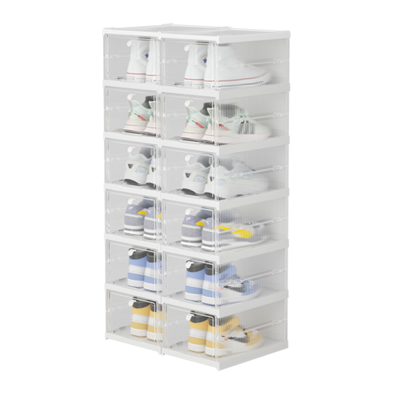 JD Original Shoe Cabinet, No Installation Required, Foldable Shoe Box for Entryway, Home All-In Cabinet, Dust-Proof Shoe Rack, 2 Columns 12 Compartments