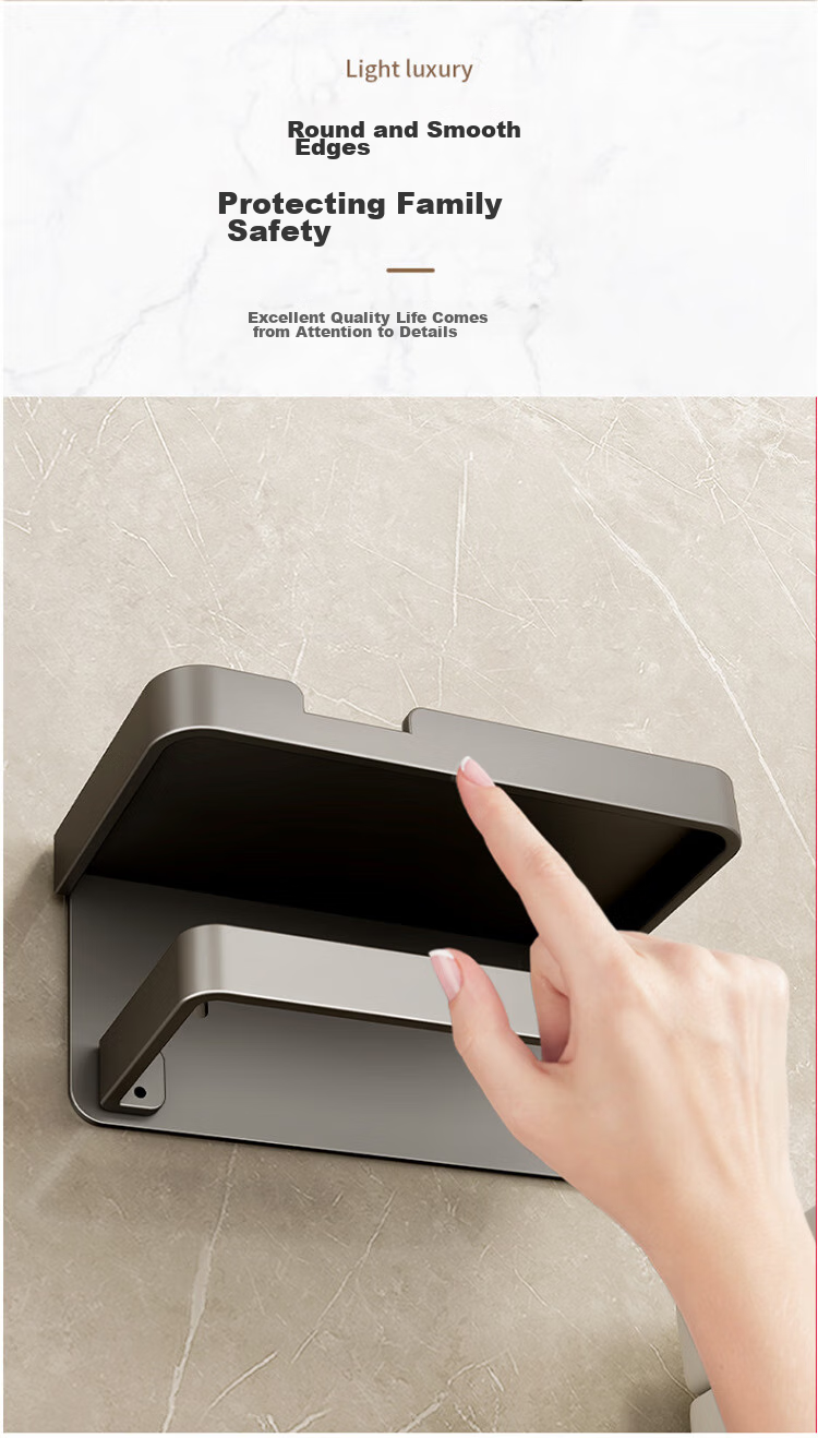 Youjialiangpin Bathroom Tissue Box, Toilet Paper Holder, Toilet Roll Storage Rack, No Drilling Required, Space Aluminum Toilet Paper Dispenser 9
