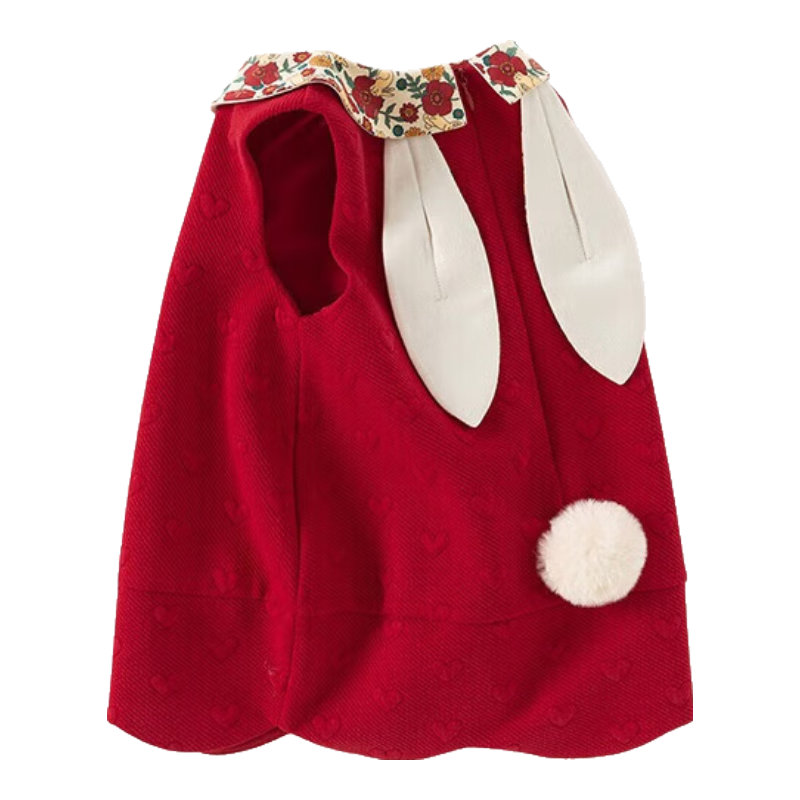 DAVE & BELLA Children's Vest Dress Autumn Girls Red Dress (Mall Same Style)