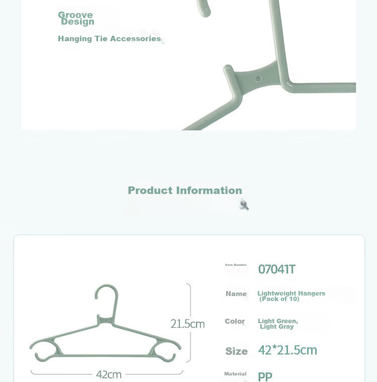 CHAHUA Thickened Seamless Hangers, Coat Hangers, Drying Racks, Clothes Hangers, Pack of 10, Made of PP Material, Anti-Breakage 13