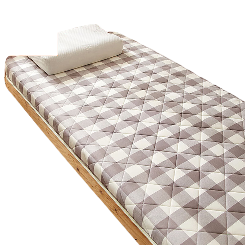 Wuyinliangpin Dormitory Student Mattress Cover, 80x190cm, Thickened 6cm, Single Bed Pad for 0.8-Meter Bunk Beds, Gray Plaid