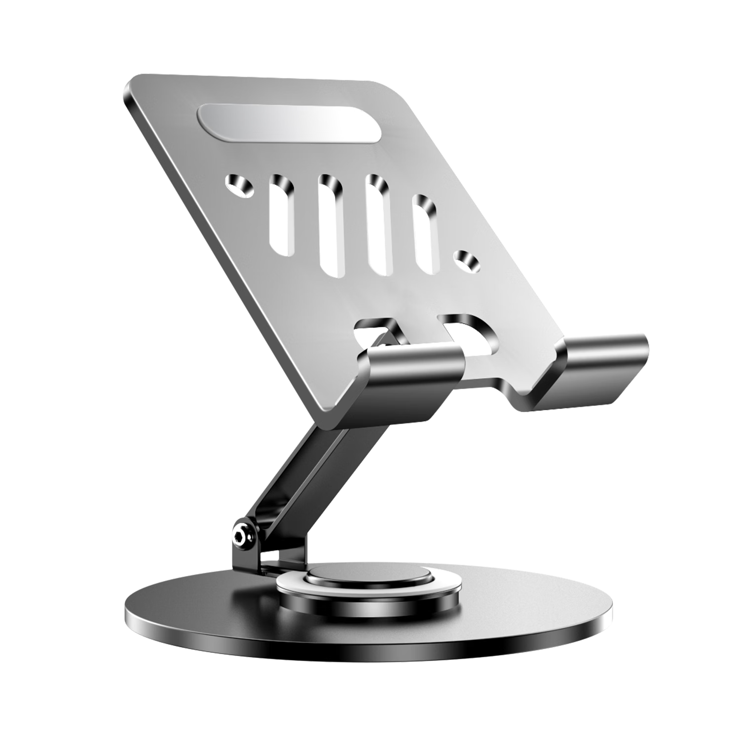 BIAZE [Full Metal] Tablet Stand, IPad Desktop Phone Holder, 360° Multifunctional Rotating Folding Support Stand for PUBG Gaming, Online Classes, Learning And Drawing B69-Gray