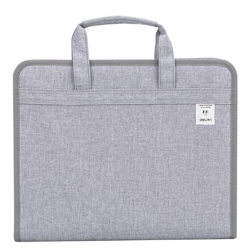 Deli A4/13-Compartment Vertical Fabric Accordion File Folder, Multi-Layer Document Organizer, Exam Paper Storage Pouch, Office And Student Simple 72560 Light Gray