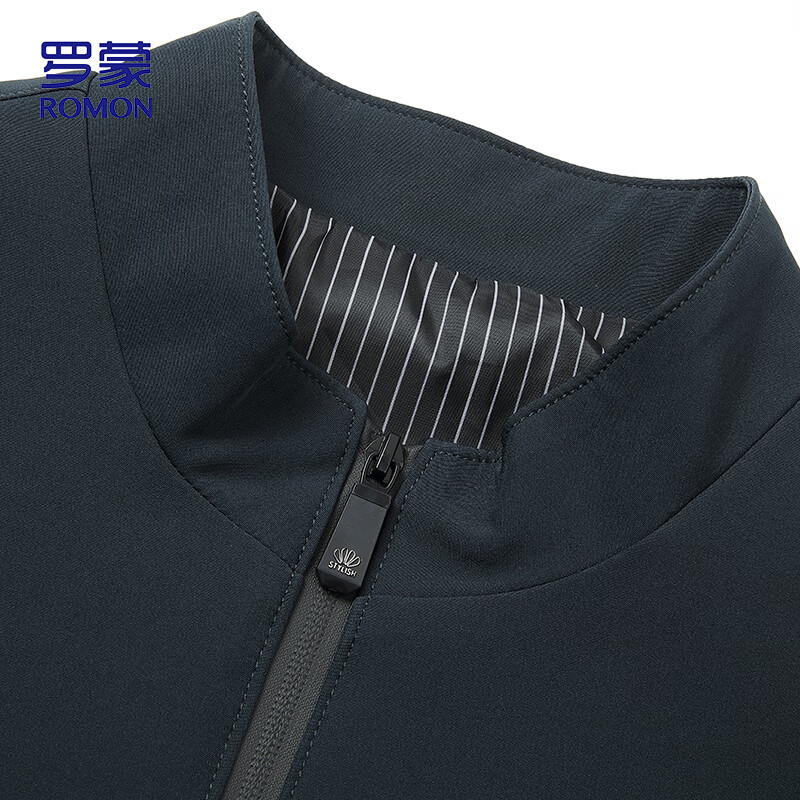 ROMON Men's Autumn Jacket Stand Collar Business Casual Commuter Jacket ZH606 Black XL