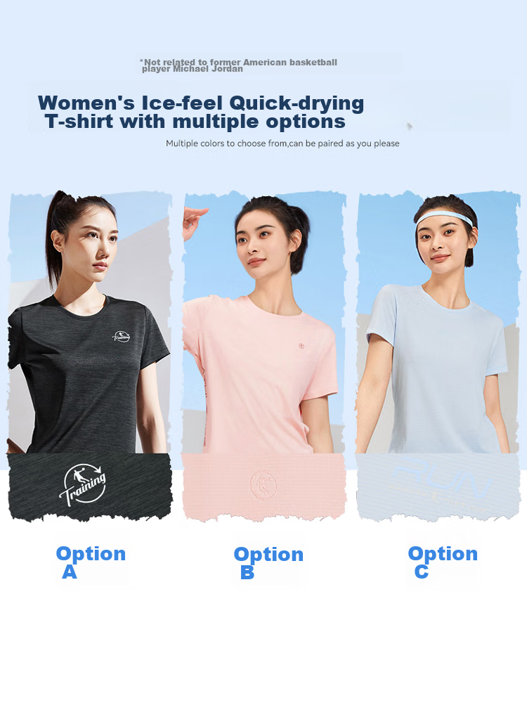 QIAODAN Women's Short-Sleeve T-Shirt, Summer Breathable Quick-Dry Round Neck Sports Running Tee Top for Wome 1