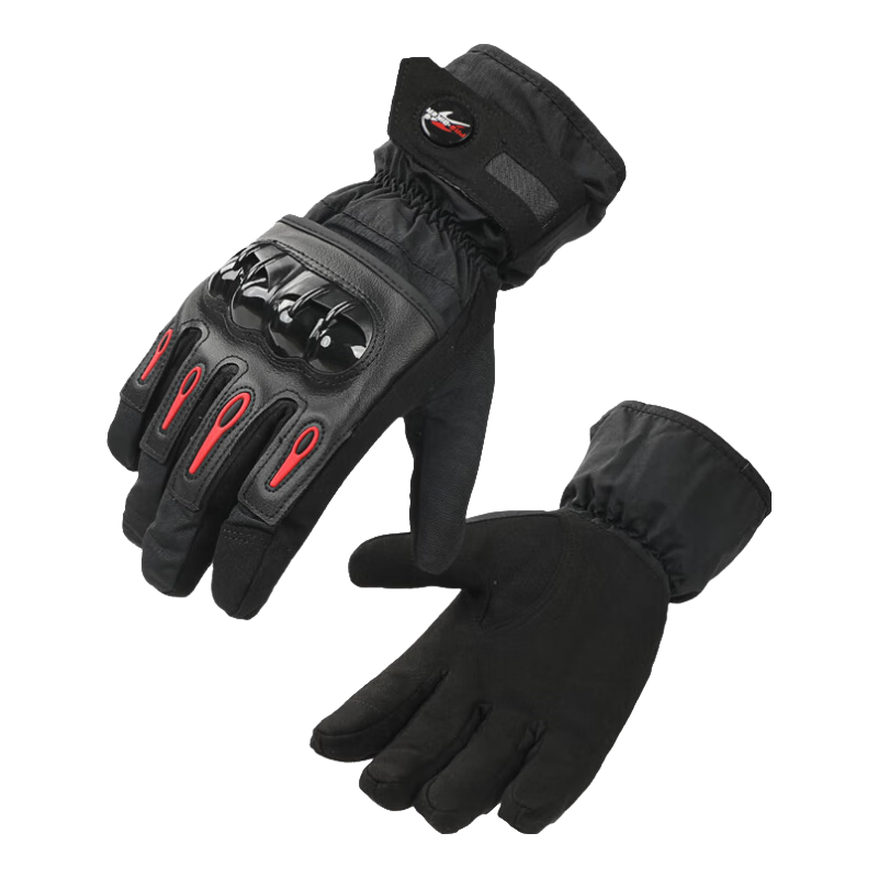 RidingTribe Motorcycle Riding Gloves, Winter Fleece-Lined Thickened Warm Waterproof Electric Bike Anti-Fall Motorcycle Gloves