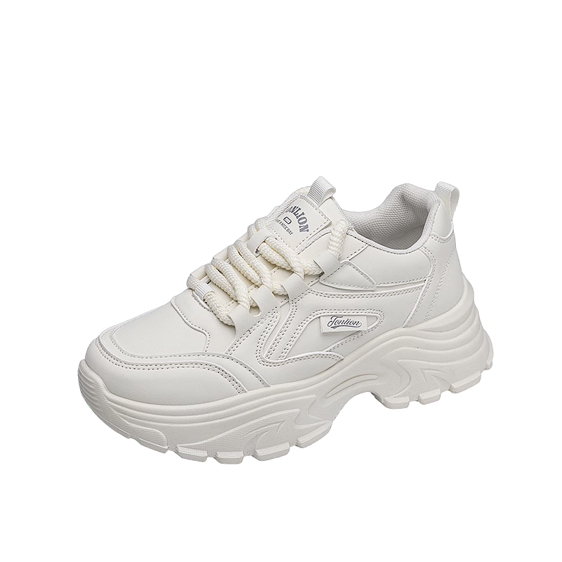 TonLion Women's Dad Sneakers 2026 Summer Thick Sole Casual Shoes Height Increasing Sports White Shoes Black Size 36