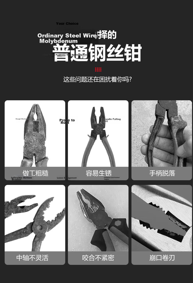 DELIXI ELECTRIC Multifunctional Steel Wire Pliers Set - 8 Inch Eccentric Effort-Saving Needle Nose and Tiger Pliers for Electricians, 2 Pieces 2