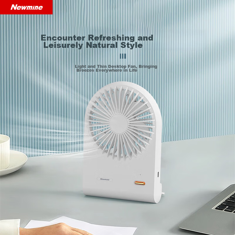 Newmine Mini Desktop Fan, Portable Wall-Mounted Fan, Compact Electric Fan for Office, Student Dorm, Bedside, Powerful Handheld Small Fan, White